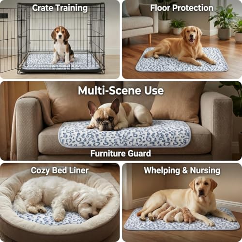 Qeils Reusable Puppy Pads, 2 Pack Washable Pee Pads for Dogs, Waterproof Non Slip Wee Wee pad, Absorbent and Leakproof Training Mats for Potty, Crate, Playpen, Bed, Sofa, 16"x 30" - size: 16x30(pack of 2)-Blue