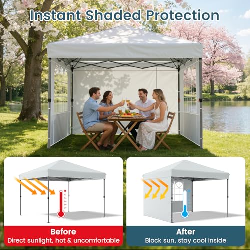 Raynesys Sidewall for 10x10 Canopy Tent, Waterproof Silver-Coated Fabric, UPF 50+ UV Protection, 3 Pack Canopy Wall 114''x72'', No Frame or Top Cover, White - color: White