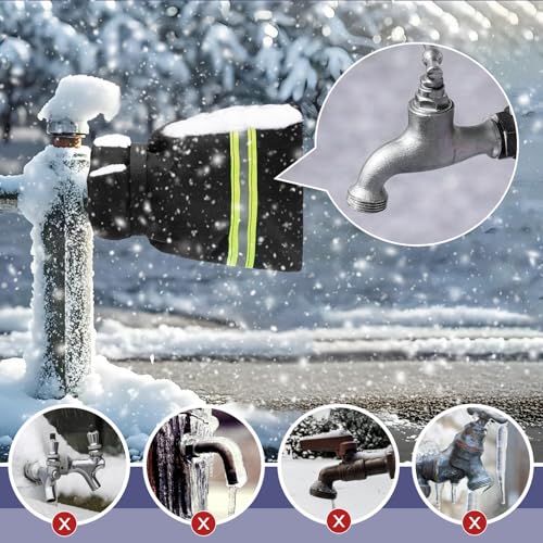 ZHAO 2 Pack Outdoor Water Faucet Covers, 9" H x 6" W Outside Hose Bib Covers Faucet Socks Outside Spigot Cover Insulation Cover with Reflective Strips (6"*9")