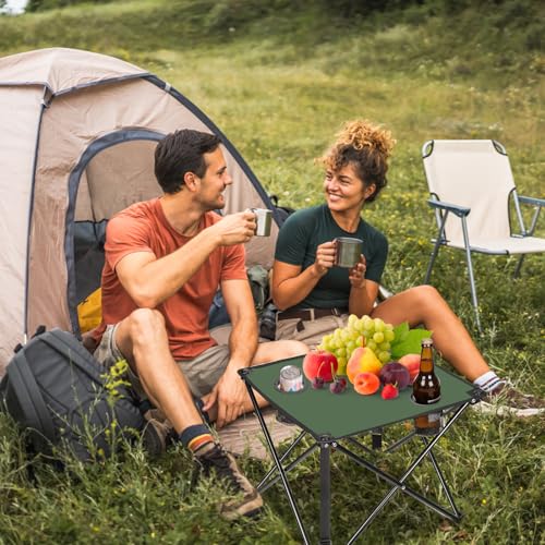 Moclever 2PCS Foldable Camping Table–Ultralight Portable Table with Cup Holders&Carry Bag, Perfect for Outdoor Adventures,Picnic,Beach, BBQ,Hiking & Home Use - style: 2Pcs Green