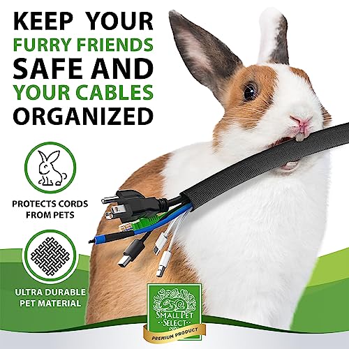 Small Pet Select Heavy Duty Cord Cover - Black, 10ft - Ultra Durable Electrical Cable and Wire Protector for Rabbits, Dogs, Cats and Other Pets - Cord Management and Animal Protection - color: Black