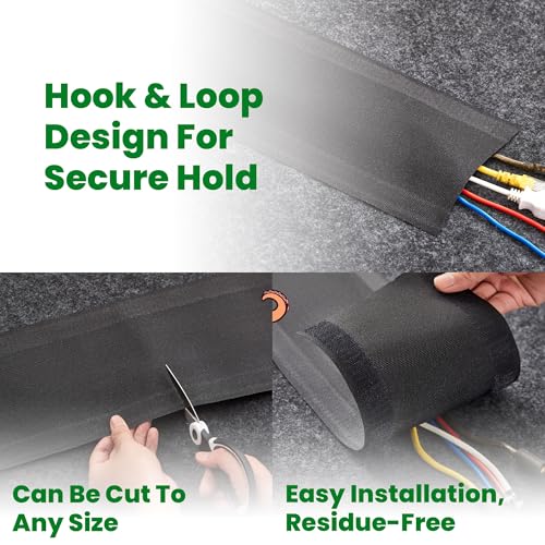ECOHomes Carpet Cord Cover (Black, 6 Inch x 30 FT) | Cord Covers for Carpet to Hide Floor Cables and Electric Wires, Low Profile Cord Hider for Extension Cords and Cable Management in Home and Office - color: Black, size: 6 Inch x 30 FT