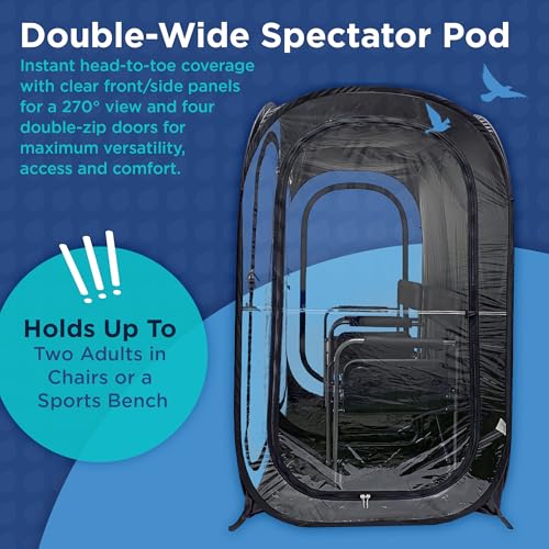 WeatherPod® Side-by-Side™ 2-4 Person Pop-Up Sports Tent Pod - The Original Shark Tank Instant Setup All-Weather Pod Shelter for Outdoor Sports, Rain, Wind & Cold - size: 2 Person