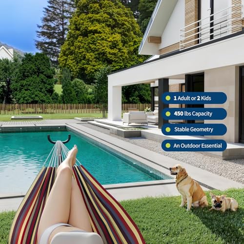 Hammock with Stand for Outside, 2-Person Outdoor Portable Hammock, 500lb Capacity + Waterproof Carry Bag, for Outside Garden Yard