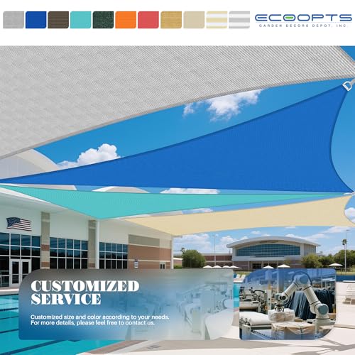 ECOOPTS 10'x12' HDPE Sun Shade Sail Rectangle Canopy Shades for Outdoor Patio Pergola Cover Blockage 95% UV Resistant(Gray)
