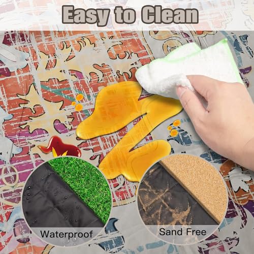 Picnic Blankets Waterproof Extra Large, 80"x 80" Outdoor Beach Blanket Sandproof Oversized Foldable Lightweight Portable 3-Layer Camping Mat for Parks,Hiking,Travel,Music Festival(Retro Turkish) - color: Retro Boho Brown, size: 6'8" x 6'8" (Square)