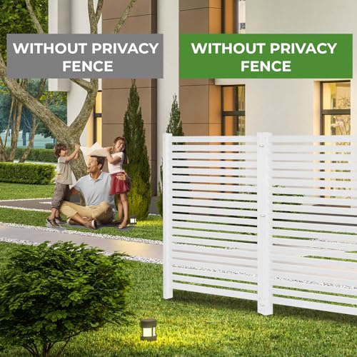 Air Conditioner Fence - 36" W x 45" H Trash Can Fence Panels, Easy Assembly Privacy Screen for Outside, Decorative for AC Units & Pool Equipment, White Vinyl, 2 Panels - size: 36"W X 45"H-2 Panels Horizontal
