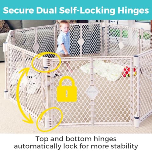Toddleroo by North States - Superyard Baby Play Yard: Freestanding 8-Panel Baby Playpen - Indoor or Outdoor Use - Made in USA - Encloses Up to 34.4 Square Feet - 26 Inches Tall - Sand - color: Sand, size: 26.0 Inch