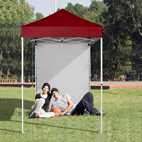 EAGLE PEAK Pop up Canopy 5x5, Outdoor Portable Canopy Tent with One Removable Sunwall, Carry Bag Included, Burgundy - color: Burgundy