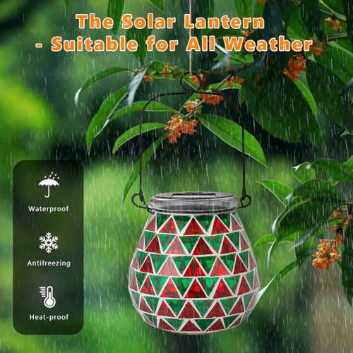 Starsoul 2 Pack Solar Lanterns Outdoor Waterproof, Vibrant Mosaic Hanging Solar Lights, Decorative Solar Lantern for Outside Garden Decor - color: Multi-2PC