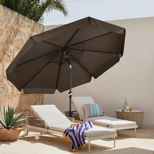 MASTERCANOPY Valance Patio Umbrella for Outdoor Table Market -8 Ribs (9FT, Brown) - color: Brown, size: 9FT
