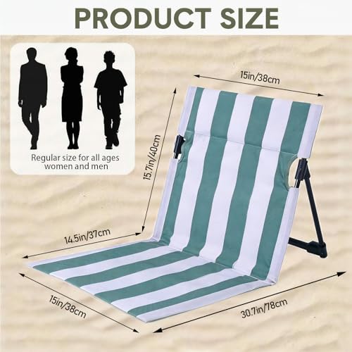 Stripes Foldable Pool Chair,Ultra-Light Portable Beach Chair with Carry Bag for Sunbathing Swimming Poolside Picnic Lawn Road Hiking Trips (1, Green and White) - color: Green and White