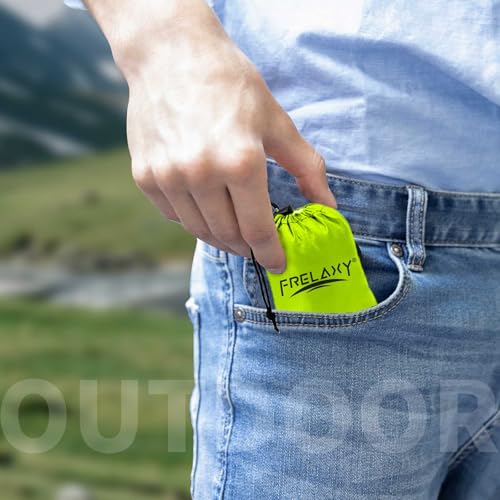 Frelaxy Pocket Picnic Blanket, Waterproof Sandproof Beach Mat, Compact Camping Tarp for Festivals, Hiking, Travel, Outdoor Recreation (Neon Green & Black, 28'' x 47'') - color: Neon Green & Black, size: 28'' X 47''