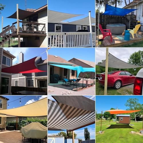 Patio Paradise 8' x 8' Sun Shade Sail Rectangle Canopy Patio Cover Sunlight Block Awning Heavy Duty Commercial Grade for Backyard Lawn Garden Outdoor Activities, Beige