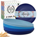 Homienly Deep Dinner Plates Set of 8 - Alternative to Plastic - Microwave & Dishwasher Safe - Unbreakable Kids Plates with 4 Colors (Blue Series, 9 inch) - color: Ocean, size: 9 Inch