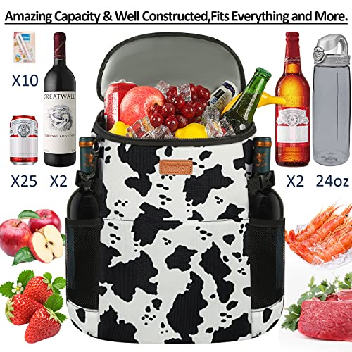 Camping Cooler Backpack 30 45 Cans, Soft Backpack Coolers Insulated Leak Proof Travel Cooler Bag Waterproof Lunch Picnic Beach Work Trip Thermal Bag Drink Beverage Beer Bag Cooler - color: Black White Spots, size: 30 Cans