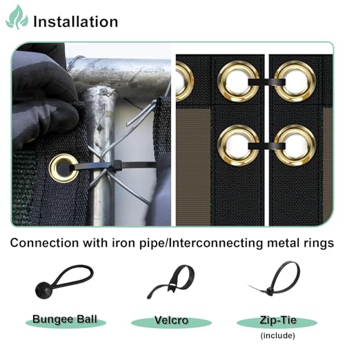 SunnyRoyal 4' x 25' Black Privacy Fence Screen Heavy Duty Windscreen Mesh Fencing Shade Fabric with Brass Grommets for Outdoor Fence Garden Patio Swimming Pool - color: Black, size: 4' x 25' Standard size