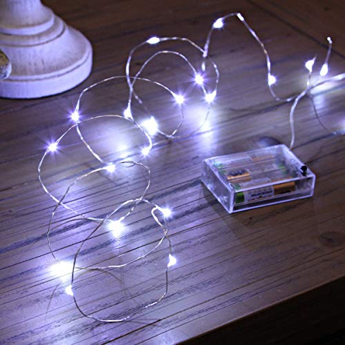 Ariceleo Led Fairy Lights Battery Operated, 4 Packs Mini Battery Powered Copper Wire Starry Fairy Lights for Bedroom, Christmas, Parties, Wedding, Centerpiece, Decoration (5m/16ft Cool White) - color: Cool White, size: 4 Pack