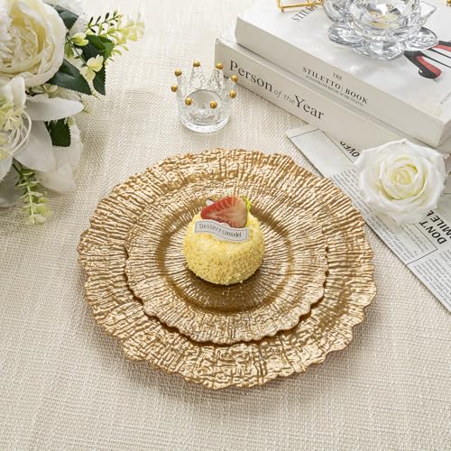 DaYammi 60Pcs Gold Plastic Plates-Elegant Gold Plates Disposable & Reusable-Heavy Duty Plastic Plates for Party Including 30 Dinner Plate, 30 Dessert Plate for Weddings,Dinner Parties - color: Gold