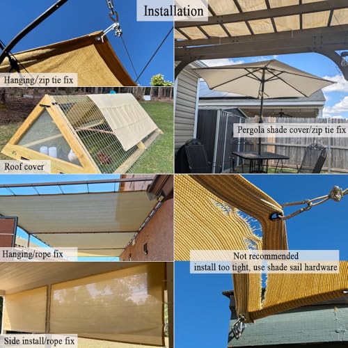 90% Shade Cloth for Patio, 6X20 FT Pergola Shade Cover, Breathable Sun Shade Fabric for Beach, Deck, Porch, Gazebo, Carport, Outdoor Sunshade Screen for Garden, Balcony, Pool. - size: 6x20Ft
