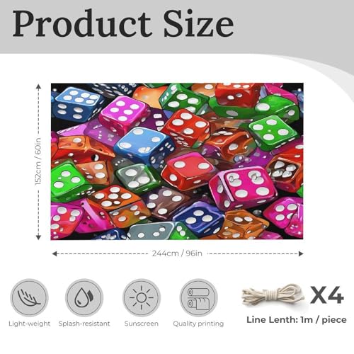 Heavy Duty Weather Resistant Polyester Flags 60x96 In, 4 Sizes Garden Flags for Outside, Games Dice Set Party Banner, Yard Decoration for Outdoor Patio, Entrance & Events - size: 60x96 Inch