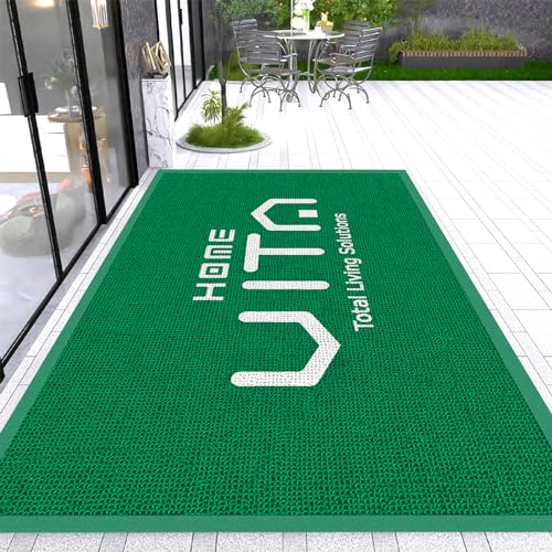 Custom Personalized Commercial Floor Mat with Any Logo Size Color Entryway Welcome Doormat Entrance Carpet for Business Home Indoor/Outdoor Non-Slip Durable Wear Resistance - color: Green, size: 1.9'x1.3'/60x40cm