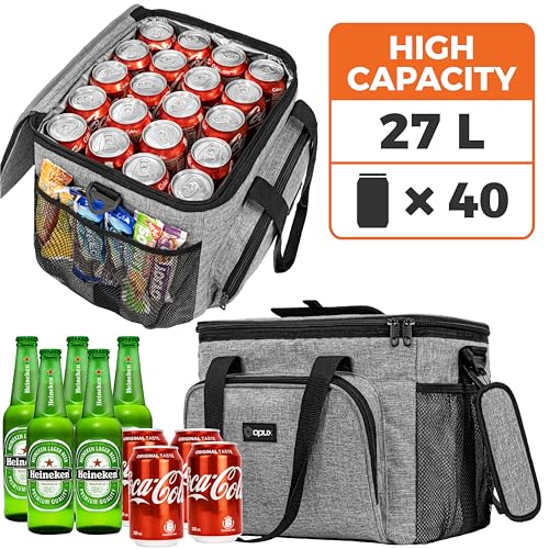 OPUX Soft Cooler Bag, Insulated Collapsible Lunch Cooler Tote for Men Work Camping Beach Travel, Portable Soft Sided Leakproof Waterproof Large Lunch Bag Box with Shoulder Strap 40 Cans, Heather Gray - color: Heather Gray, size: 40 Cans