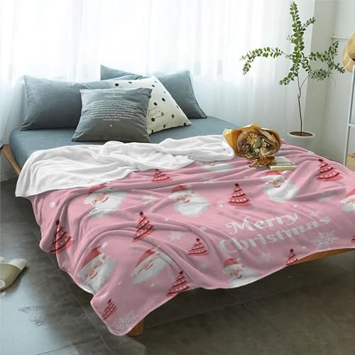 YeeJu Christmas Decorative Throw Blanket King Size Pink Santa Claus Blanket for Bed Soft Lightweight Fuzzy Plush Fleece Blanket and Throws Large Oversized Big Xmas Winter Holiday Blanket 90x108 - color: Chrsitmas-06, size: 90"x108"