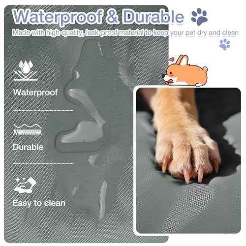 Kritter Planet Waterproof Foldable Dog Bed Pad for Camping & Travel, Portable Roll-Up Dog Bed Car Seat Pet Cushion Mat with Handles for Small & Medium Dogs, Indoor & Outdoor Use - color: Grey, size: 31"x24"