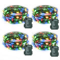 4 Pack Fairy Lights Battery Operated, 16.4 Ft 50 LED Starry Fairy Lights with Auto Timer Dark Green Copper Wire Twinkle Lights for Wedding Bedroom Christmas (Multicolor) - color: Multicolor-Green Wire