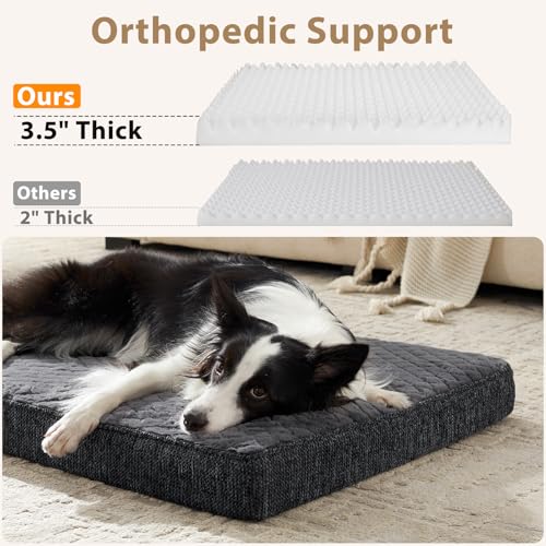 JOEJOY Orthopedic Dog Bed for Small Dogs, Washable Dog Crate Bed Small Sized with Removable Cover, Egg Memory Foam Pet Beds, Grey, 23"x17" - color: Grey, size: S(23"x17")