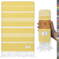 Ossano Turkish Beach Towel Quick Dry & Absorbent Oversized (39" x 71") - Compact, Versatile and Functional as Yoga Mat, Picnic Blanket, Travel Blanket, Bath, Camp and Shower Towel - Yellow - color: Yellow