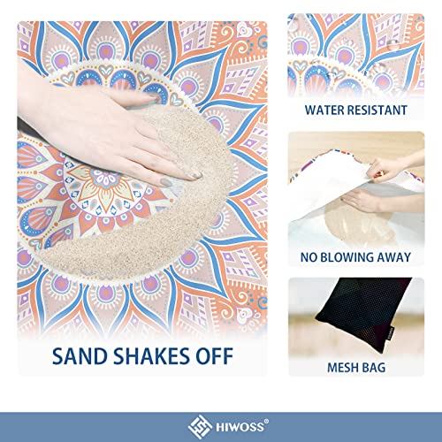 Beach Blanket Waterproof Sandproof Oversized 95”x 80”,Sand Free Beach Mat with Corner Pockets,Portable Mesh Bag for Beach Festival,Picnic,Travel and Outdoor Camping (SunsetOrange Blue) - color: Sunsetorange Blue