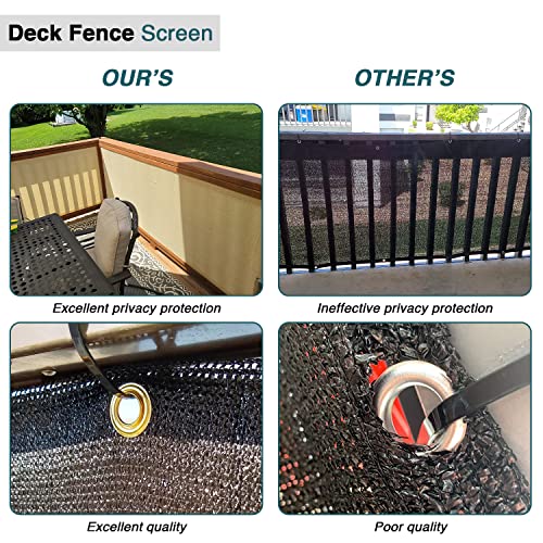 ECOOPTS 3'x10' Balcony Privacy Fence Screen with Zip Ties, Outdoor UV Protection Fence Cover for Balcony Porch Patio Deck Yard (Brown)
