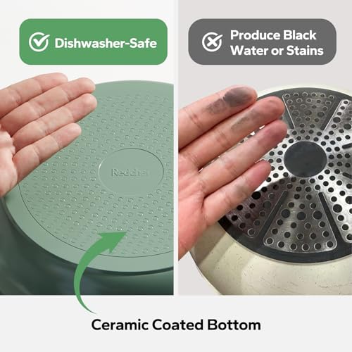 Redchef 16pcs Ceramic Pots and Pans Set Non Stick, Nonstick Ceramic Cookware Set with Detachable Handle, Non Toxic, PFAS PFOA & PTFE Free RV Cookware for Camping, Dishwasher/Oven Safe (Green) - size: 16 pcs Green