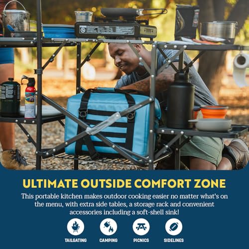 GCI OUTDOOR Master Cook Station | Portable Folding Kitchen Table with Soft Shell Sink, Heat Resistant Tabletop & Telescoping Lanter Pole, Perfect for Camping Trips - style: Master Cook Station