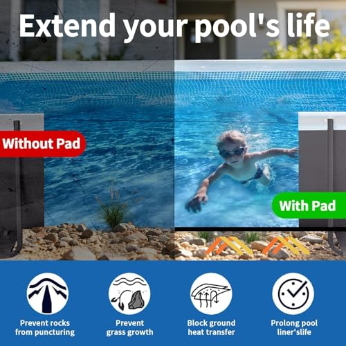 Safana Upgrade Thicken 12 x 18 ft Rectangular Pool Liner Pad for Rectangle/Oval Above Ground Pool, 300g/㎡ Seamless Swimming Pool Mat, Under Pool Padding, Puncture Protection, Extend Liner Life - size: Rectangle/Oval 12x18 FT