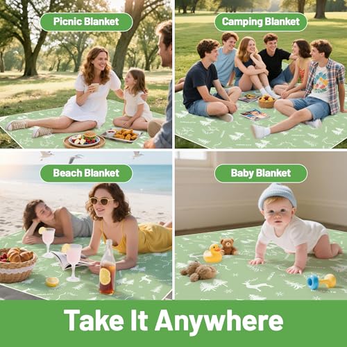 Extra Large Picnic Blanket 78" X 78" Foldable Washable Waterproof Sandproof Soft Cute Picnic Blankets Outdoor Picnic Mats for Camping Beach Blankets Party Park Accessories (Deer)