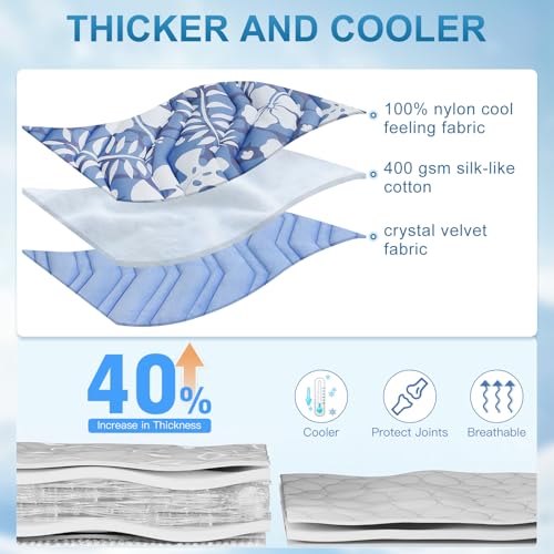 BEAUTYZOO Upgrade Dog Cooling Mat Extra Large, Reversible Self-Cooling Mat for Dogs, Thicken Pet Ice Cool Pad Blanket for Summer Kennel Sofa Bed Floor Car Seat, Machine Washable&Foldable, 59"x40" - color: Hawaii Blue, size: 59.0"L x 40.0"W x 1.0"Th(XL)