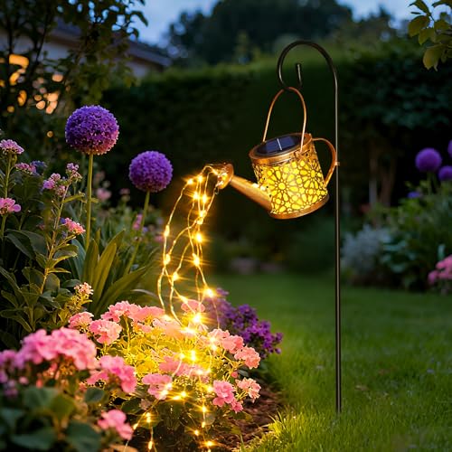 1 Pack Solar Watering Can Lantern, Hanging Light Outdoor Waterproof, Hanging Lantern Decorative, Garden Decoration Gift for Women Mom