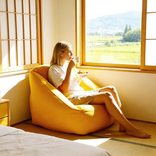Inflatable Couch Sofa for Adult,Blow Up Chair,Camping Lounger Air Couch for Indoor&Outdoor with Removable Washable Cover (Yellow) - color: Yellow