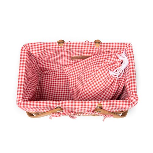 PICNIC TIME Piccola Picnic Basket, Picnic Basket, Wicker Basket, (Red & White Gingham)