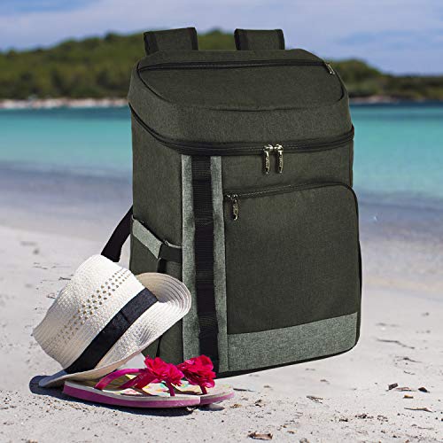 Picnic at Ascot Cooler Backpack- Large 30 Can Capacity- Lightweight Insulated & Leak-Proof for Men & Women- Camping, Hiking, Beach, Park or Day Trips - size: Charcoal