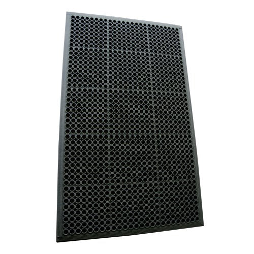 Rubber-Cal 03_122_WBK "1/2-inch Dura Chef" Anti-Slip Rubber Kitchen Mat, 1/2" x 36" x 60", Black