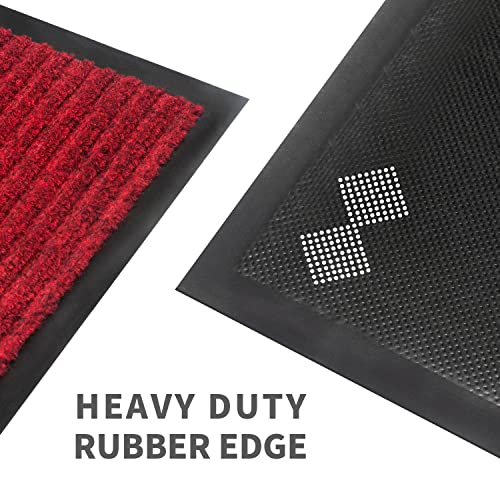 TANYOYO 3' X 10' Commercial Grade Door Floor Mat Brush Step Entrance Mat Vinyl Backed Utility Doormat Heavy Duty Floor Rugs Commercial Outdoor Carpet Indoor Outdoor Entrance Mat， red - color: Red, size: 3'4" x 9'10" (Rectangular)