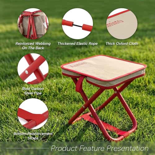 Portable Stool Camping Stool,Mountaineering and Hiking 12.6-Inch Portable Folding Stools for Outdoor Gardening and Beach Camping Fishing,Folding Stool with Carry Bag to 200LB Load Capacity