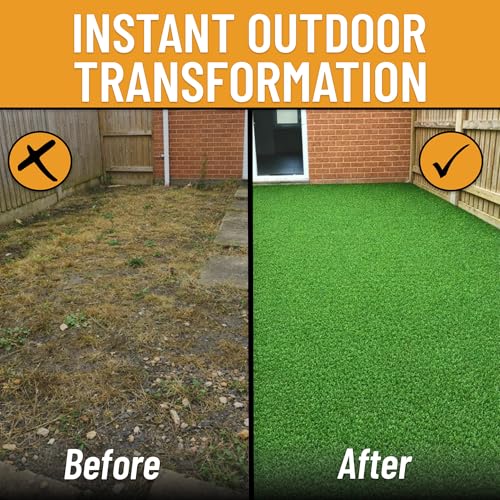 Ottomanson Artificial Grass Outdoor Runner Rug 2'7" x 10' – Waterproof Astro Turf with Drainage Holes – Patio & Lawn Decoration, Easy-Clean Dog Grass Mat - size: 10-ft