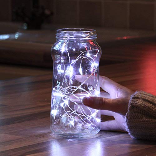 Fairy Lights Battery Operated, 10Feet 30 LED String Lights Indoor Outdoor, Starry Twinkle Light for Wedding Party Christmas Table Decorations, Cold White Bluish（AA Batteries not Included） - color: Cold White（Bluish）, size: 10ft