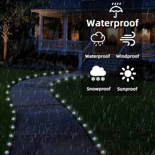 15 LED Solar Ground Lights Outdoor, Waterproof Solar Pathway Lights, LED Landscape Lighting for Garden, Patio, Driveway, Walkway - White - color: White, size: 15.4FT