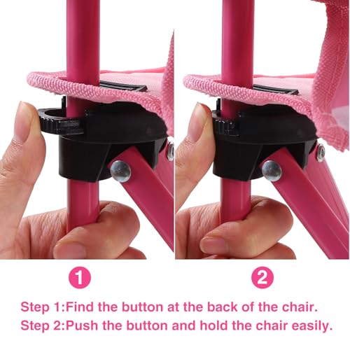 KABOER Kids Outdoor Folding Lawn and Camping Chair with Cup Holder and Carrying Bag, Children's Camping Chairs - color: Pink Goose